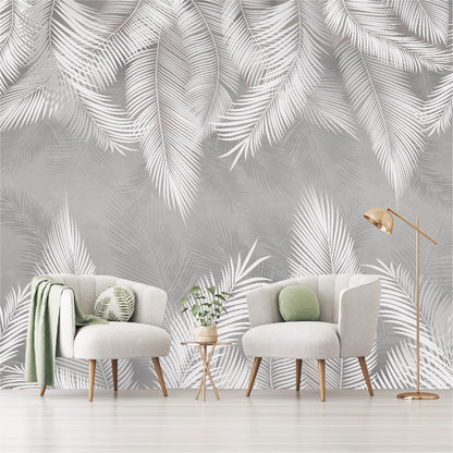 Mural Plumas Blancas y Grises - MT414