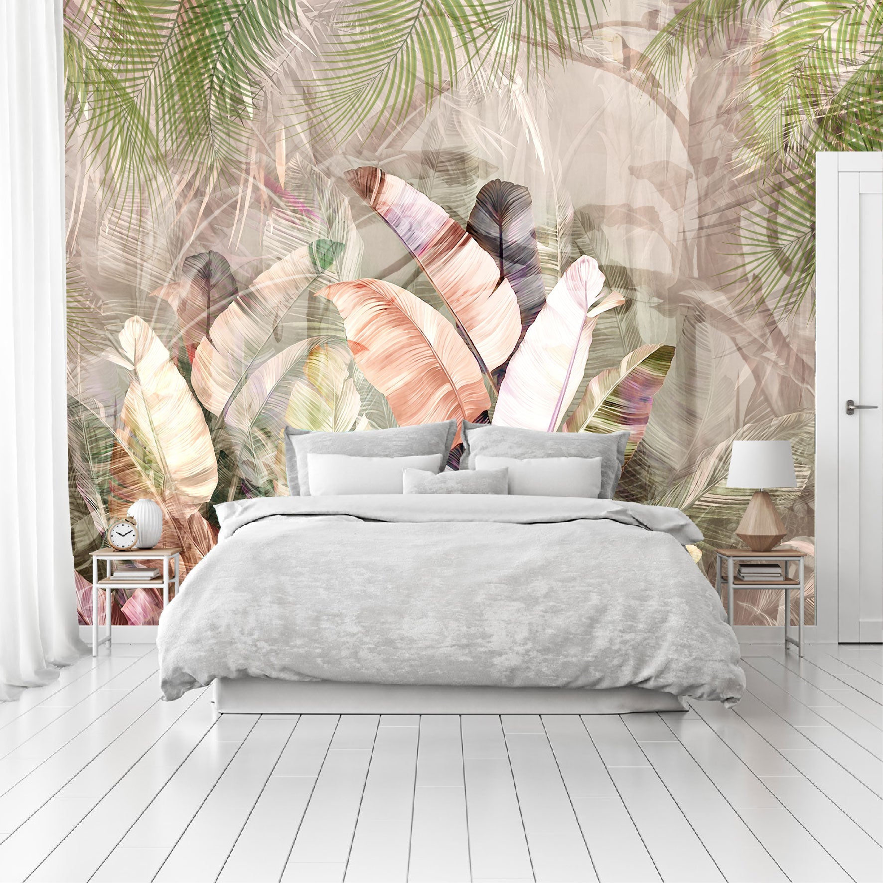 Mural Tropical Plumas Coloridas - MT578