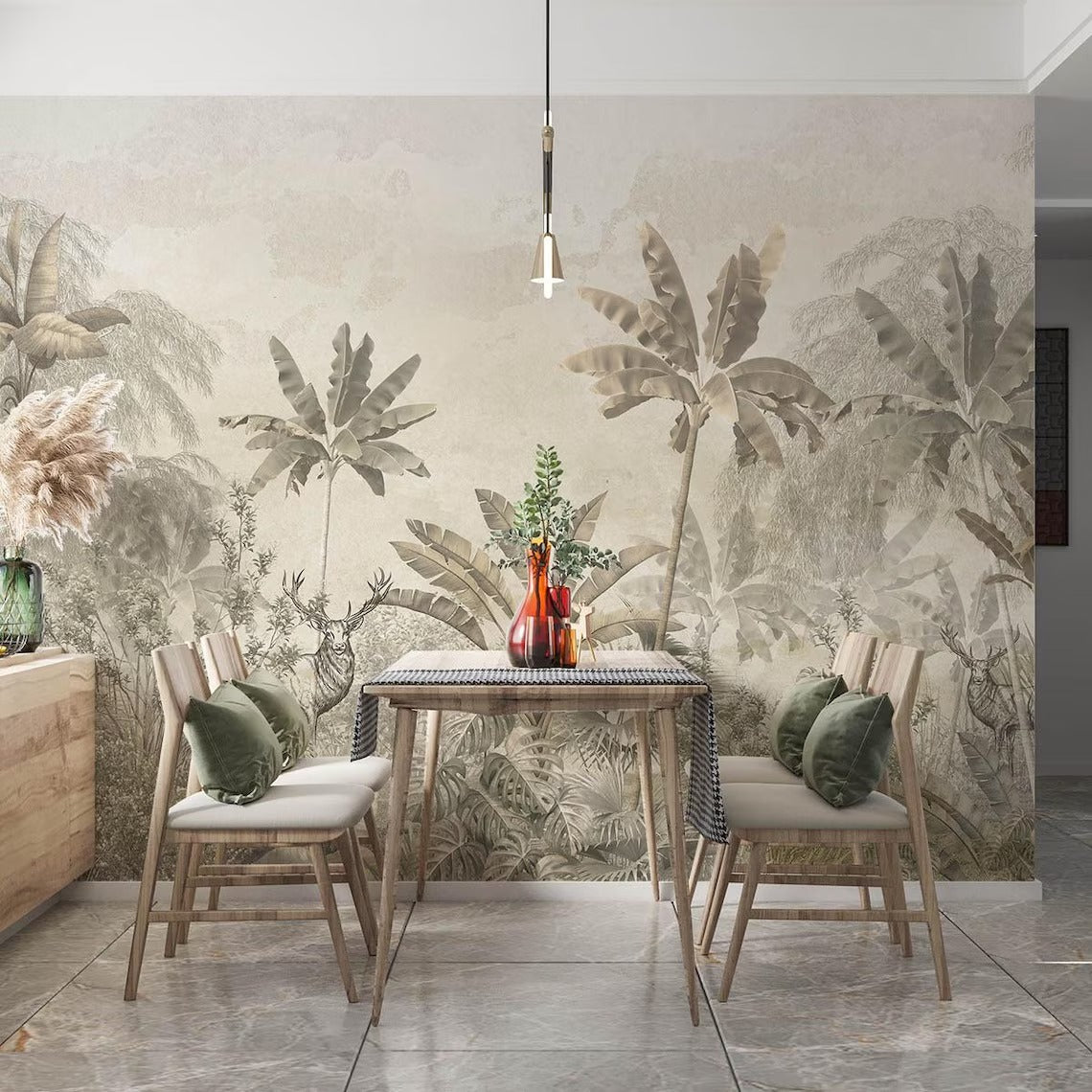 Mural Tropical Hojas de Banana y Palmeras - MT591