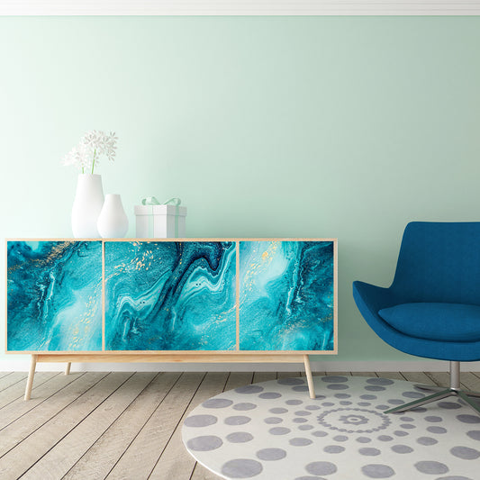Vinilo Para Muebles Simil Marmol Turquesa - MM003