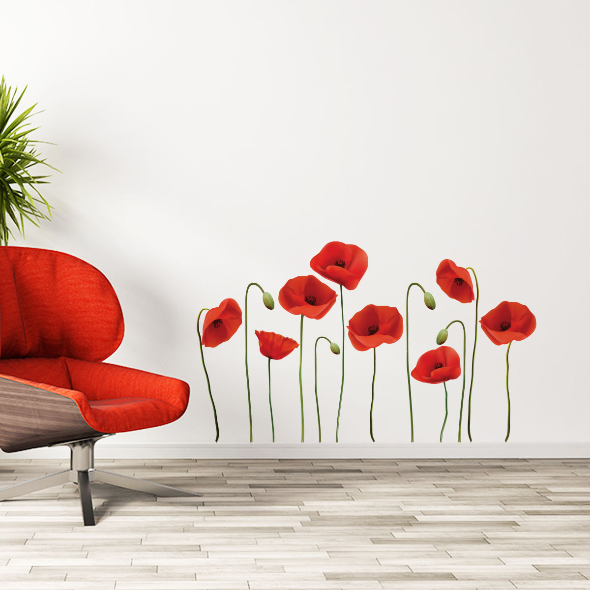 Vinilos Autoadhesivos Flores Amapolas Rojas - VDC021