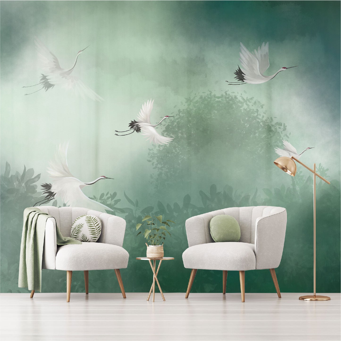 Mural Vuelo de Cigüeñas en el Bosque  - MT315