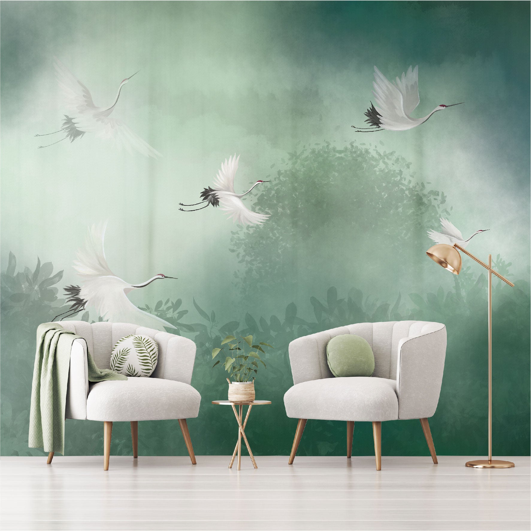 Mural Vuelo de Cigüeñas en el Bosque  - MT315