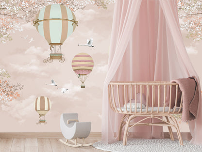 Mural Globos Rosas con Flores - MI015