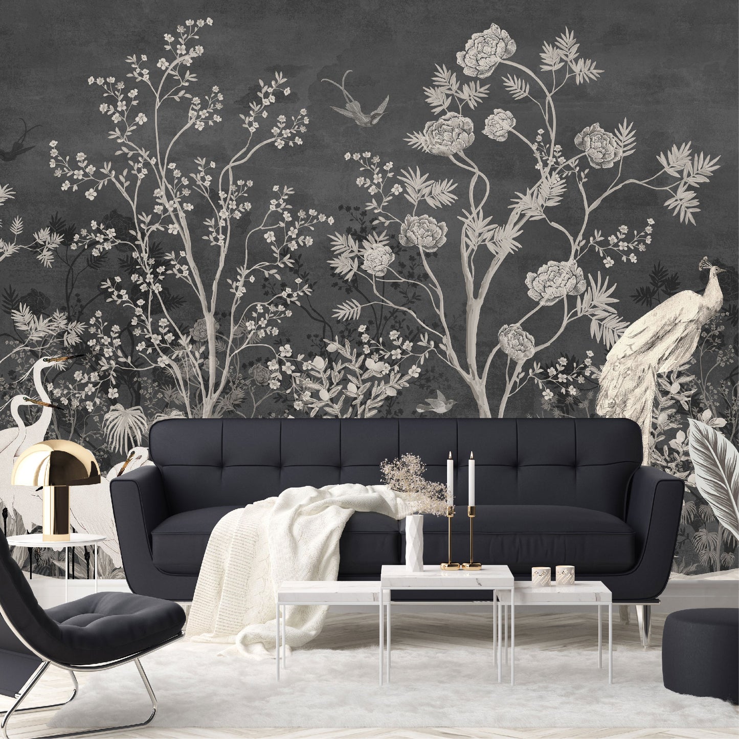 Mural Jardín Vintage con Fondo Oscuro - MT259