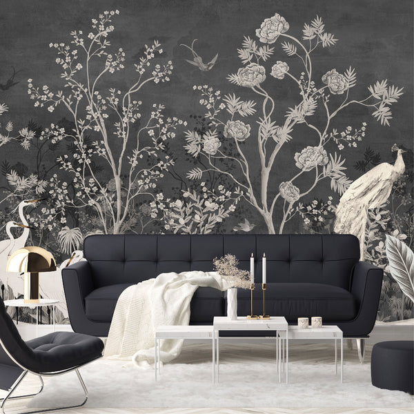 Mural Jardín Vintage con Fondo Oscuro - MT259