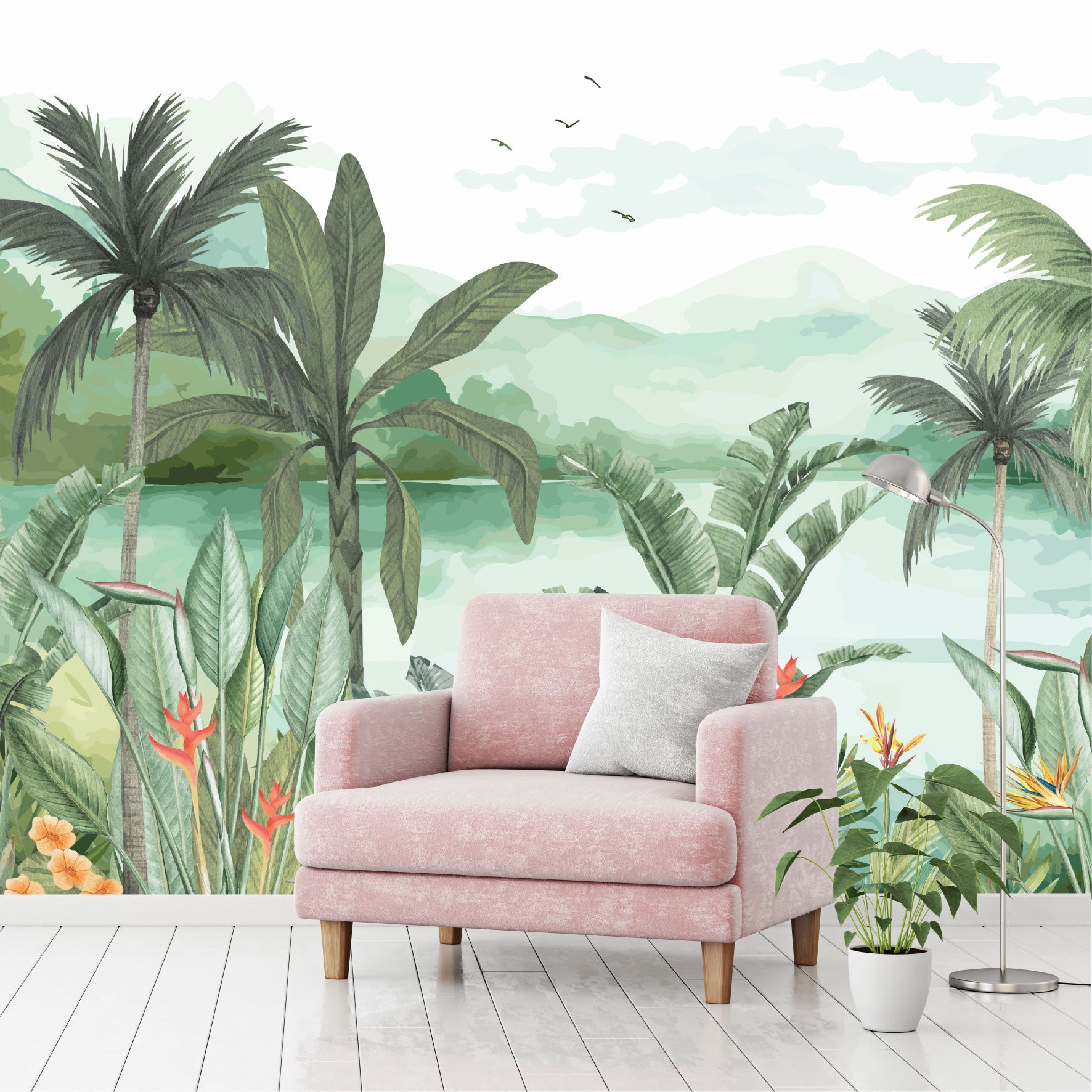 Mural Jungla Tropical Acuarelada - MT573