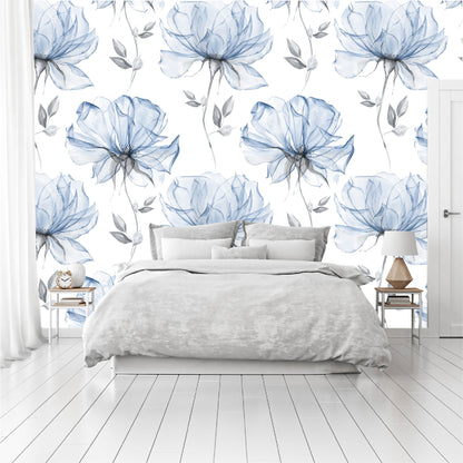 Mural Mate Flores Acuareladas Azules - MT427