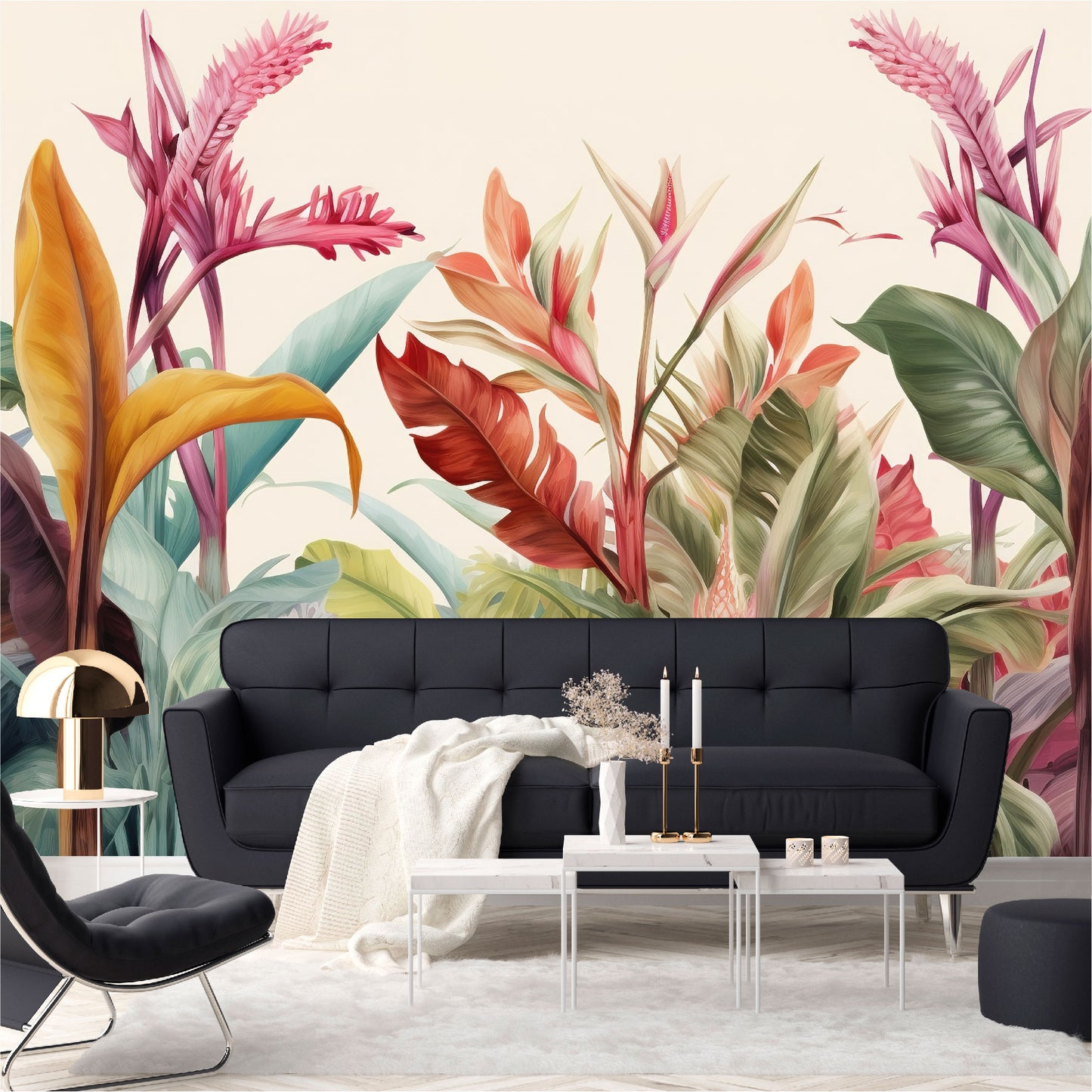 Mural Hojas Tropicales Coloridas - MT447
