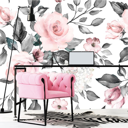 Vinilo Mate Tropical Flores Rosas - Modelo 1219