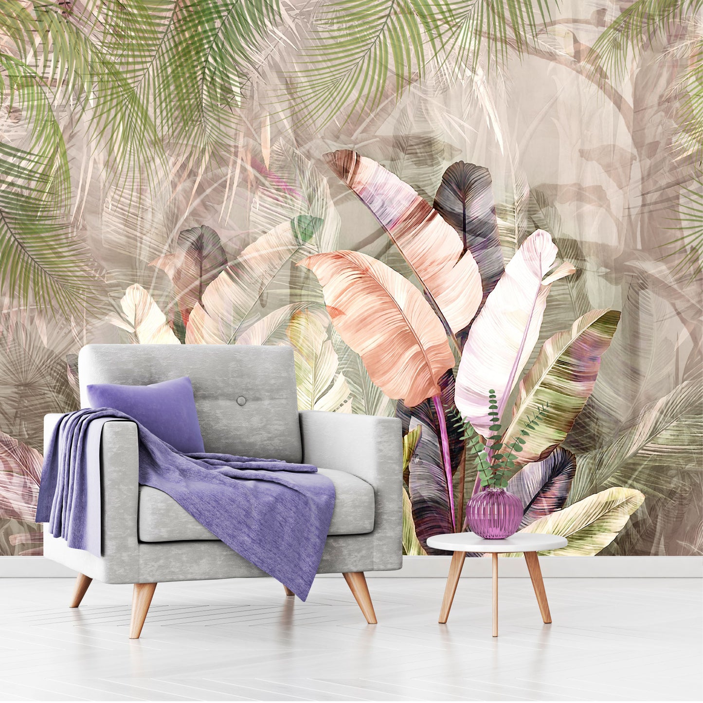 Mural Tropical Plumas Coloridas - MT578