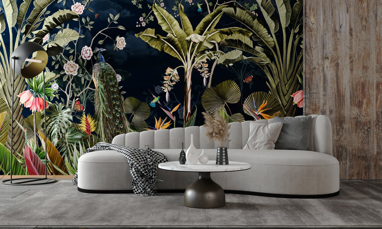 Mural Tropical Pavo Real - MT493