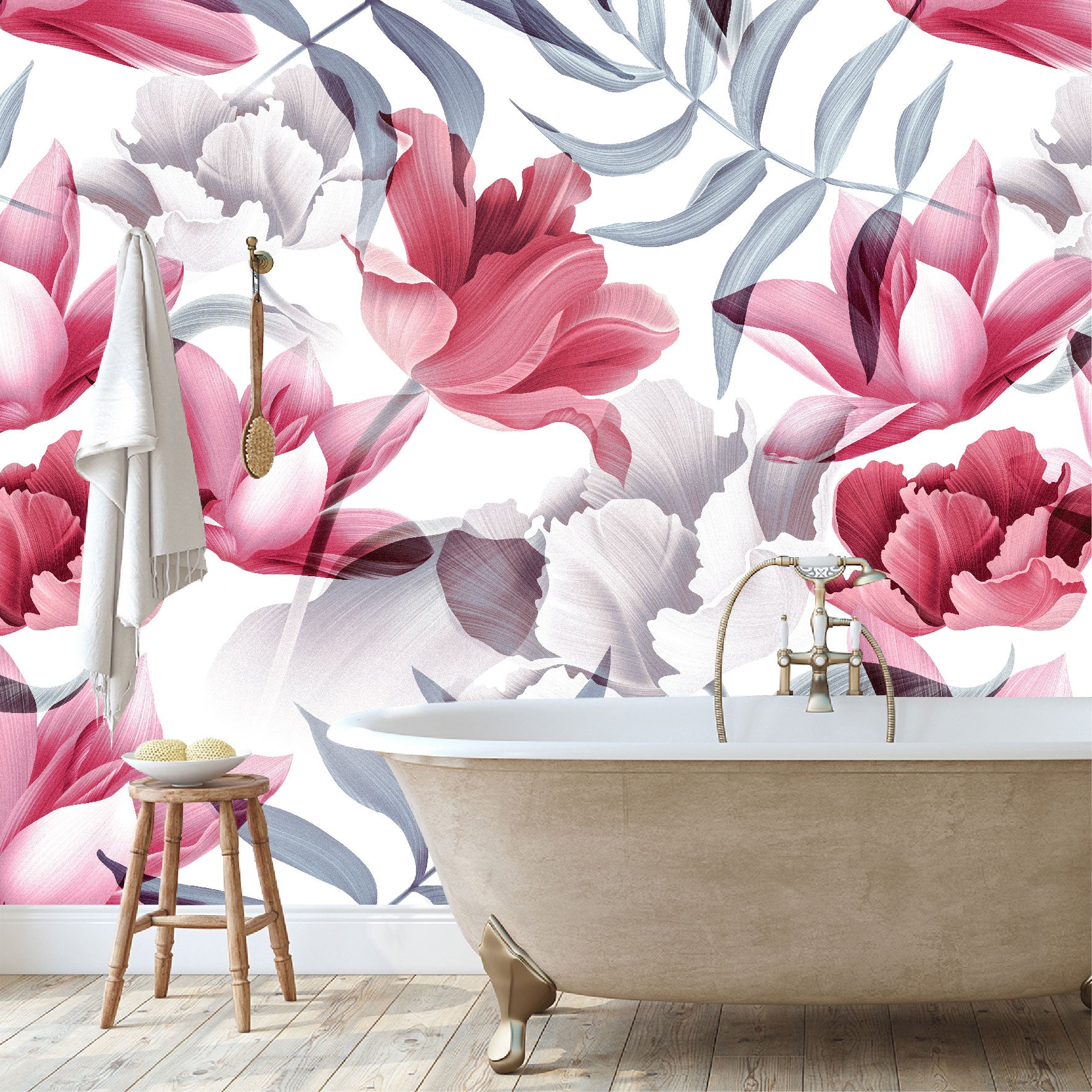 Vinilo Mate Flores Grandes Fucsias 052