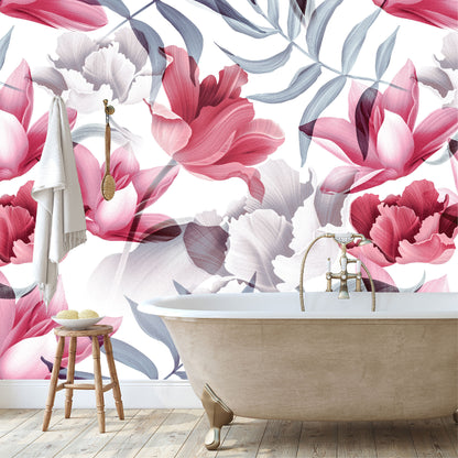 Vinilo Mate Flores Grandes Fucsias 052