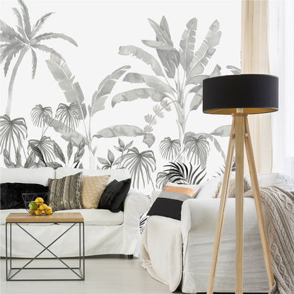 Mural Jungla Tropical en escala de grises - MT568