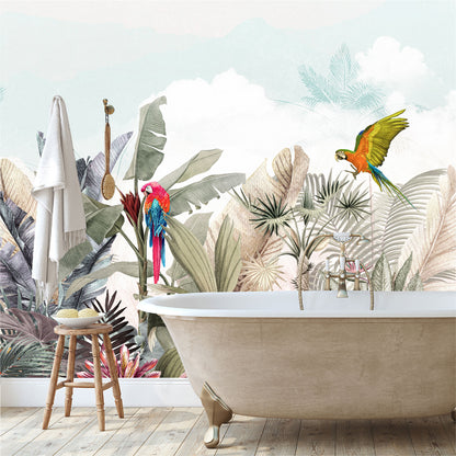 Mural Plantas Tropicales con Loros - MT411