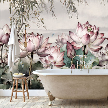 Mural Tropical Flores de Loto - MT391