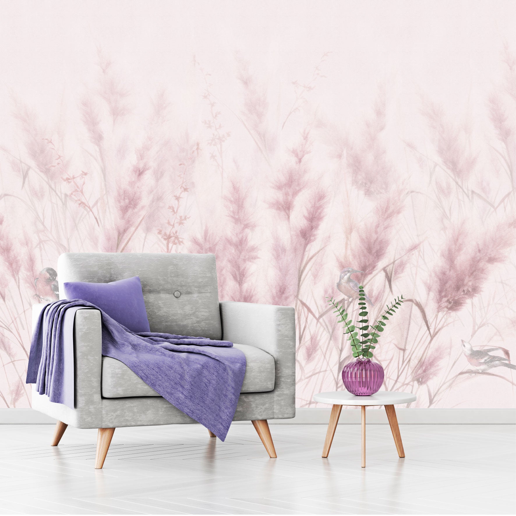 Mural Plumas Rosas - MT559