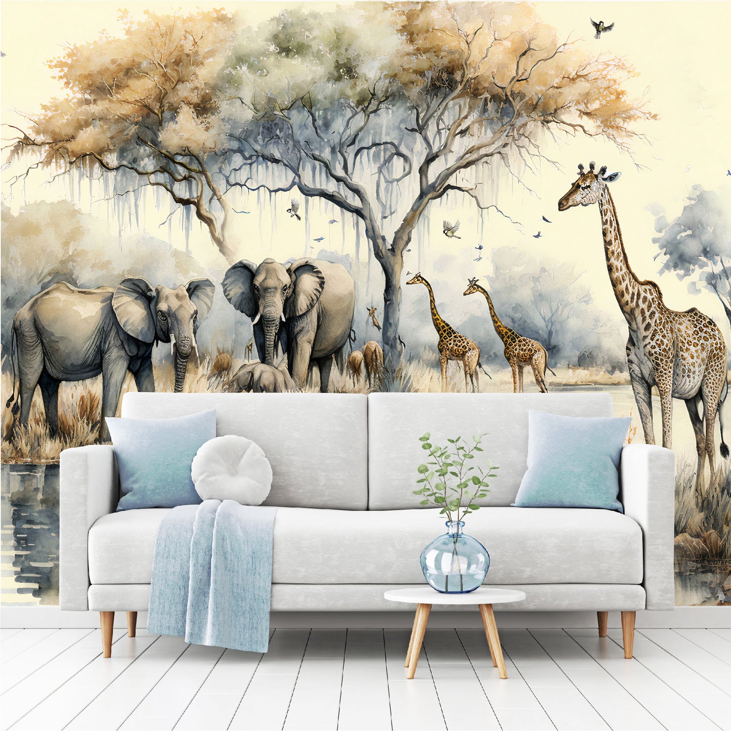 Mural Paisaje en una selva africana con árboles junto a un río - MT331