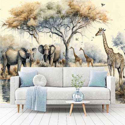 Mural Paisaje en una selva africana con árboles junto a un río - MT331
