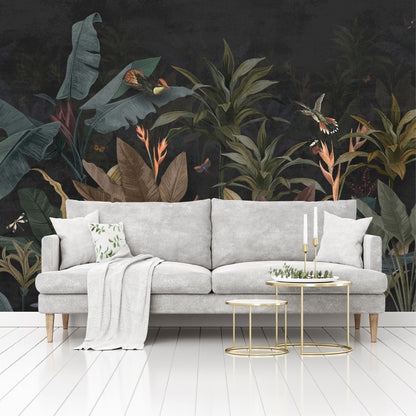 Mural Jungla Vintage Fondo Oscuro - MT250