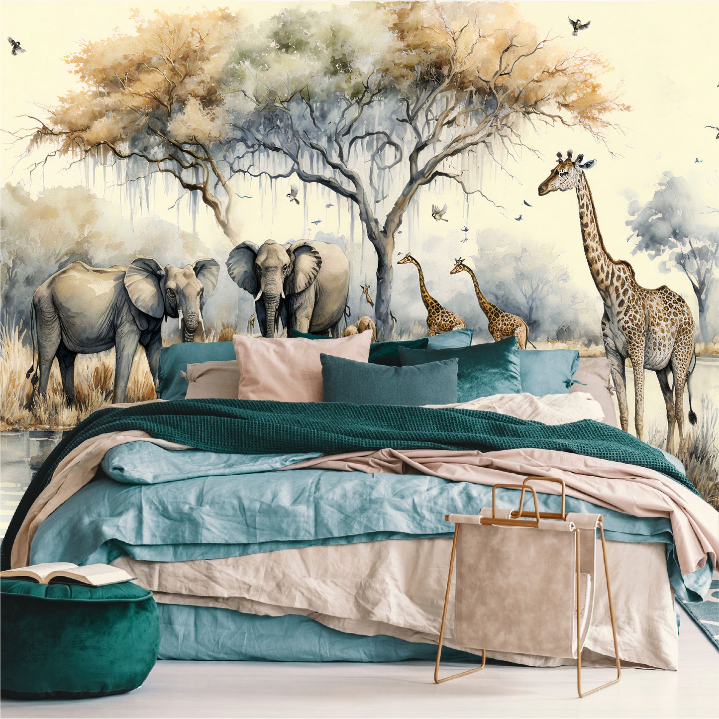Mural Paisaje en una selva africana con árboles junto a un río - MT331