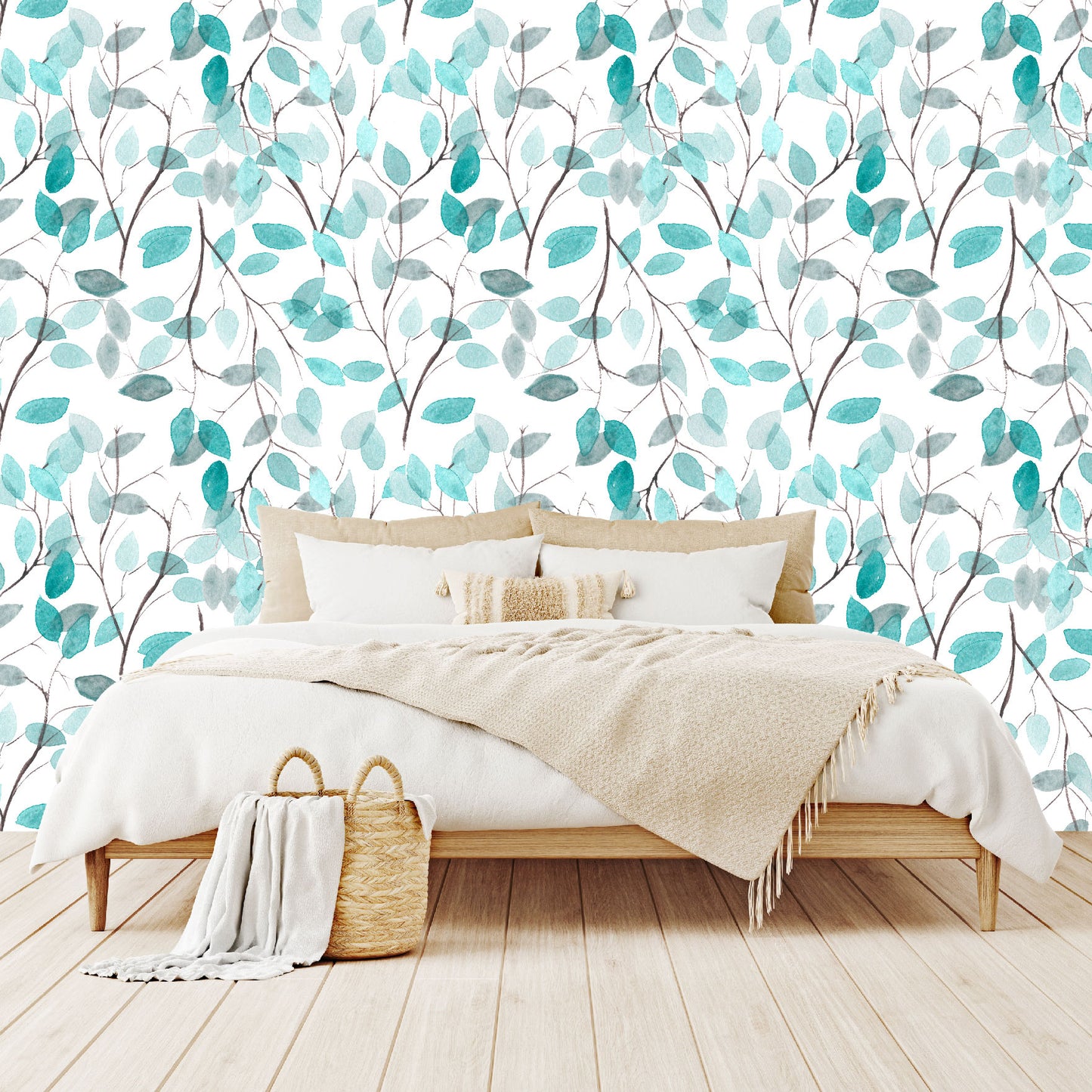 Vinilo Mate Hojas Color Aqua 030