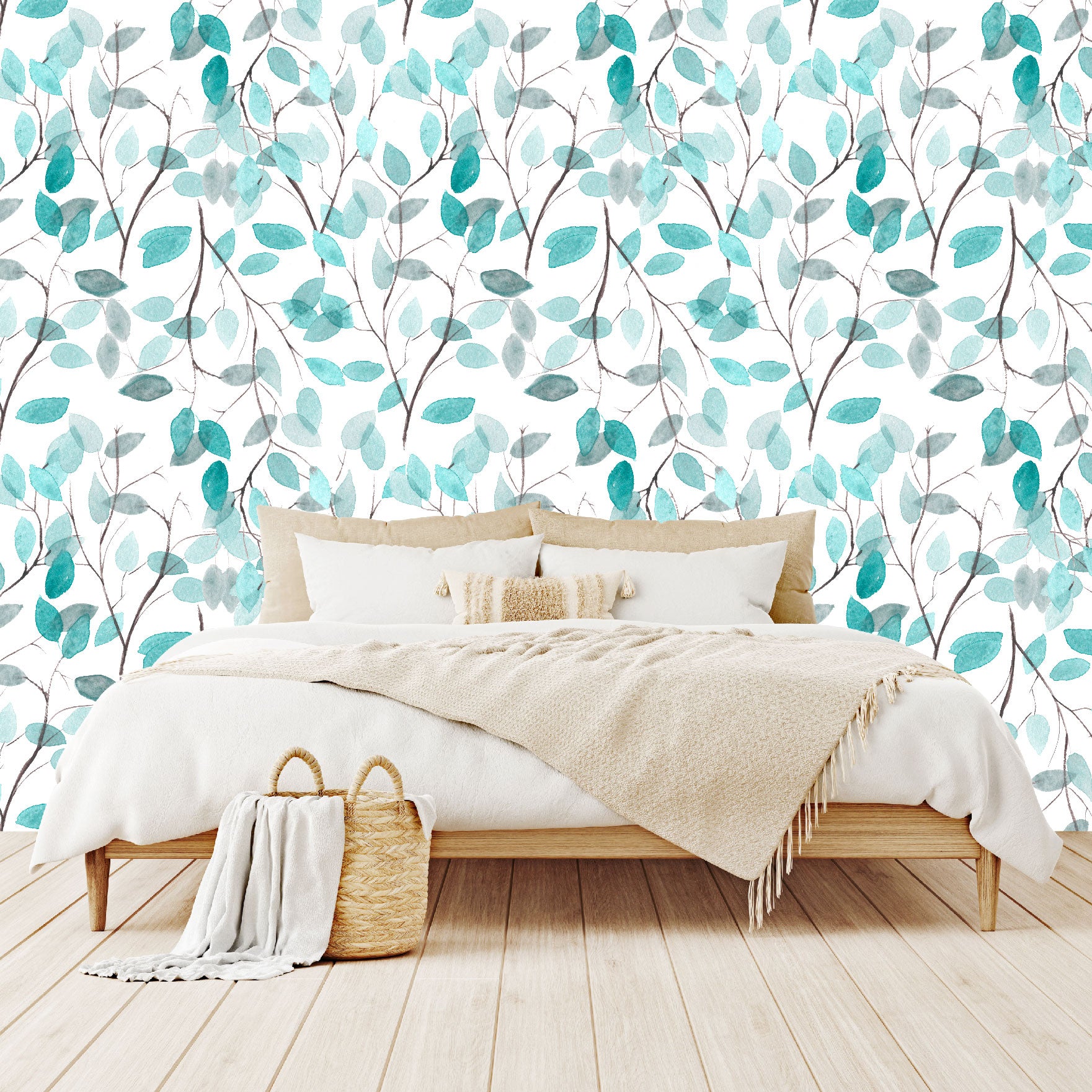 Vinilo Mate Hojas Color Aqua 030