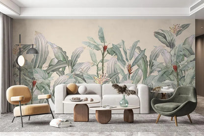 Mural Tropical Hojas de Plátano Verde - MT603