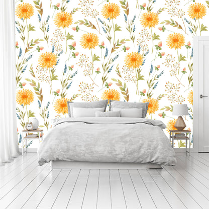 Mural Mate Flores Acuareladas Amarillas - MT429