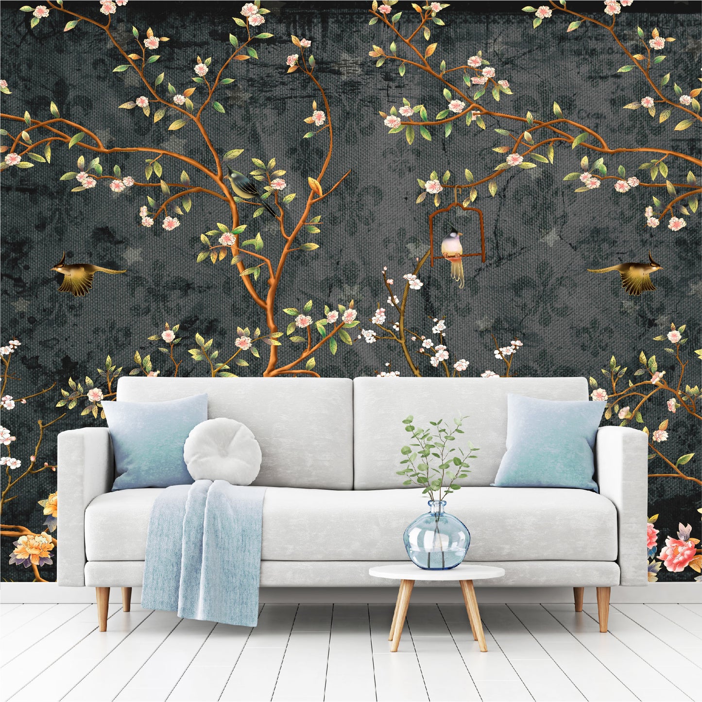 Mural Campestre Inglés Gris Oscuro - Negro - MT375