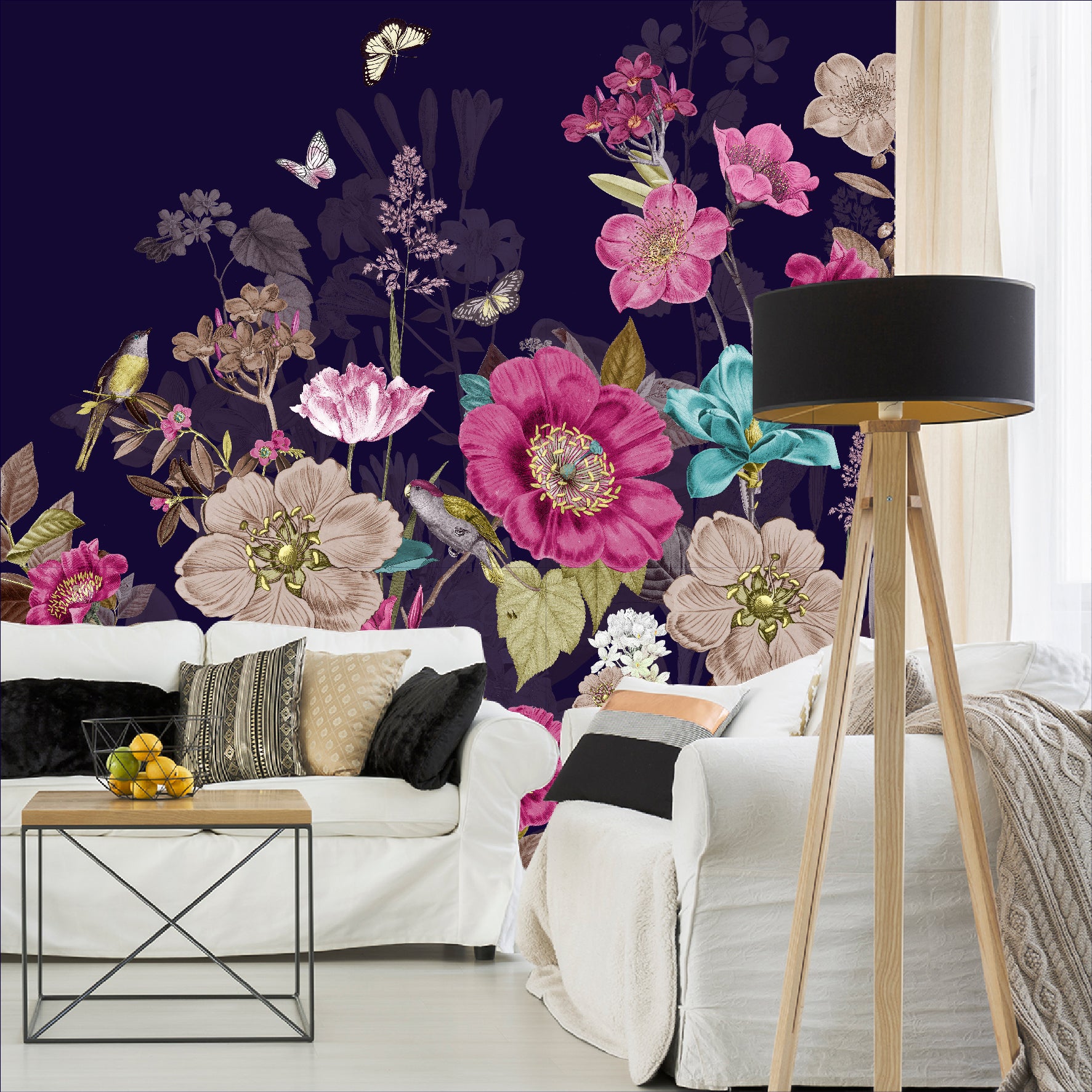 Mural Flores con Mariposas - MT268