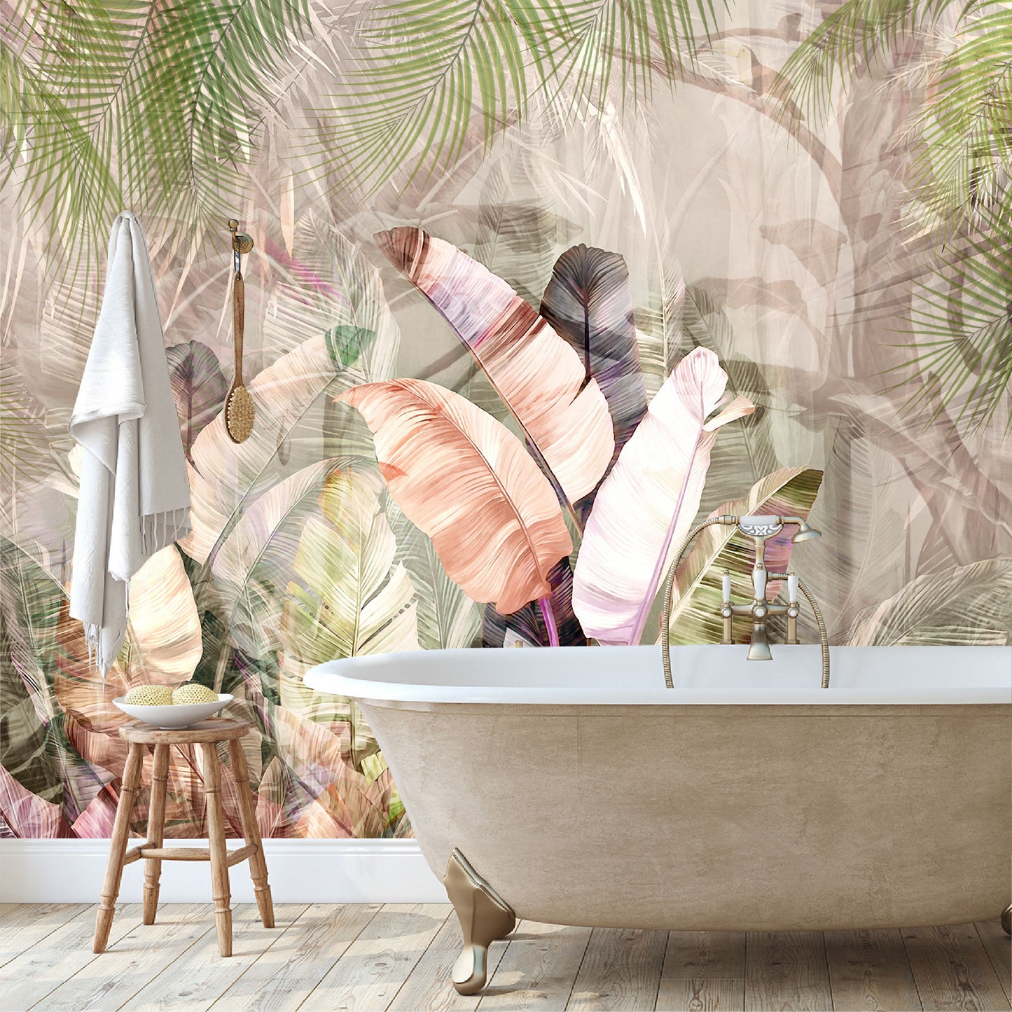 Mural Tropical Plumas Coloridas - MT578