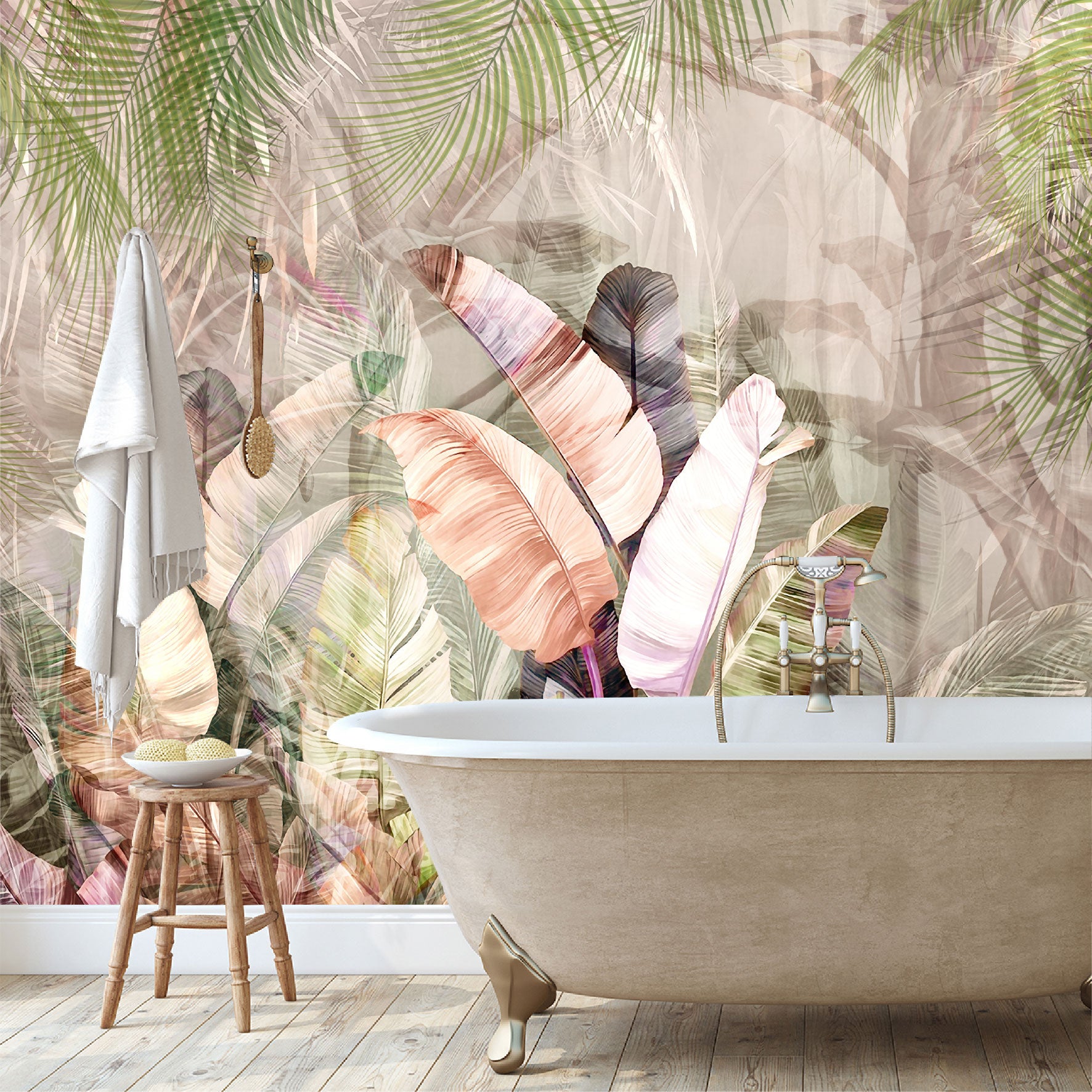 Mural Tropical Plumas Coloridas - MT578