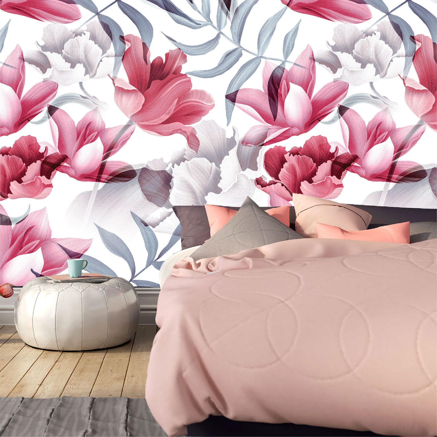 Vinilo Mate Flores Grandes Fucsias 052