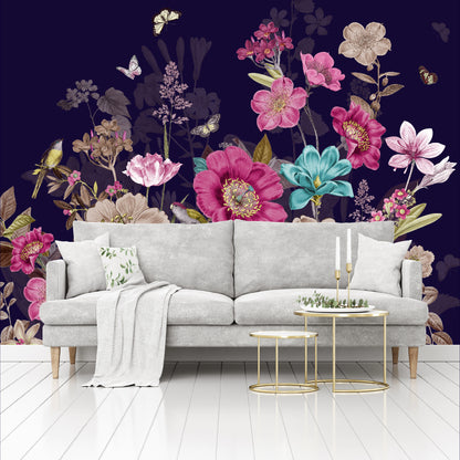 Mural Flores con Mariposas - MT268