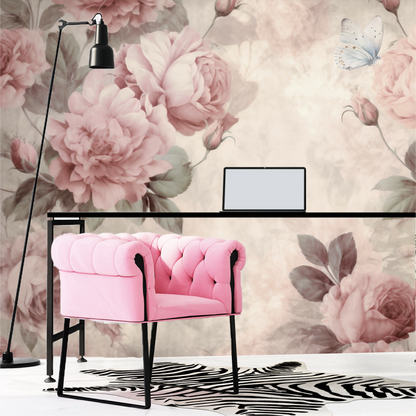 Mural Vintage Flores Peonias - MT412