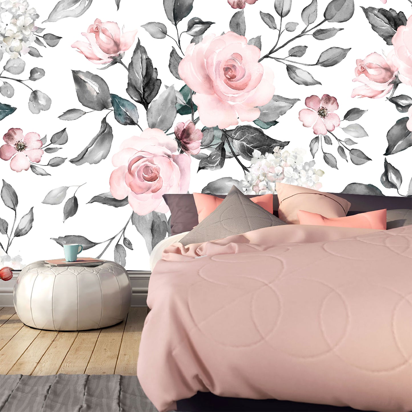 Vinilo Mate Tropical Flores Rosas - Modelo 1219