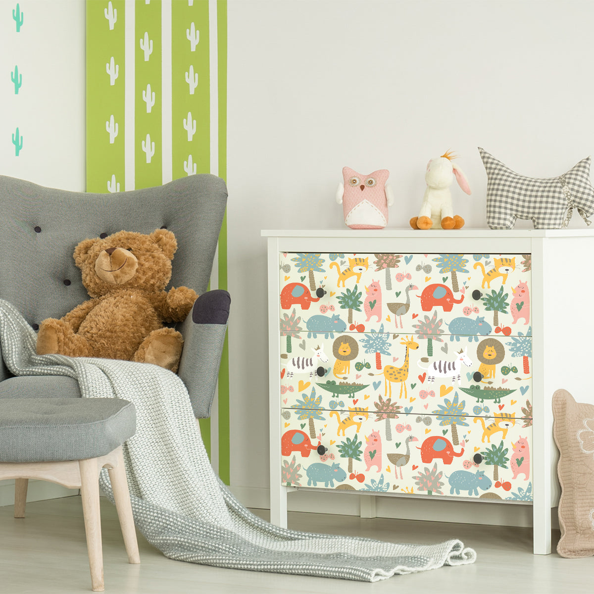 Vinilo para Muebles Animales Tropicales Felices - MI109