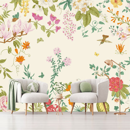 Mural Jardín Tropical con Flores y Mariposas - MT483