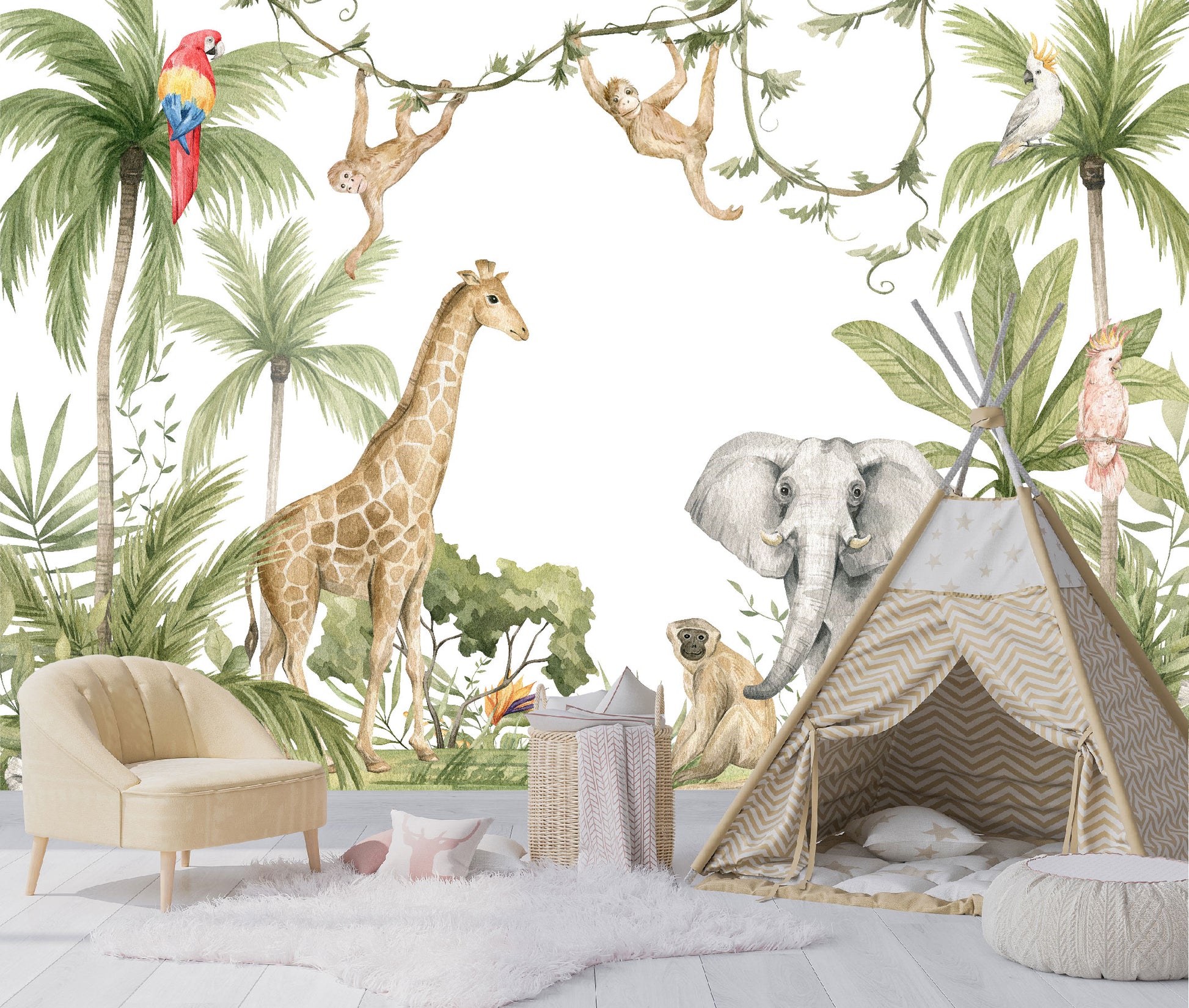 Mural Selva Tropical con Animales - MI037