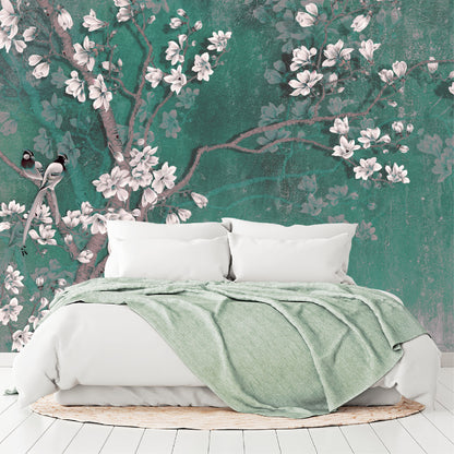 Mural Tropical Árbol con Flores y Pájaros - MT186
