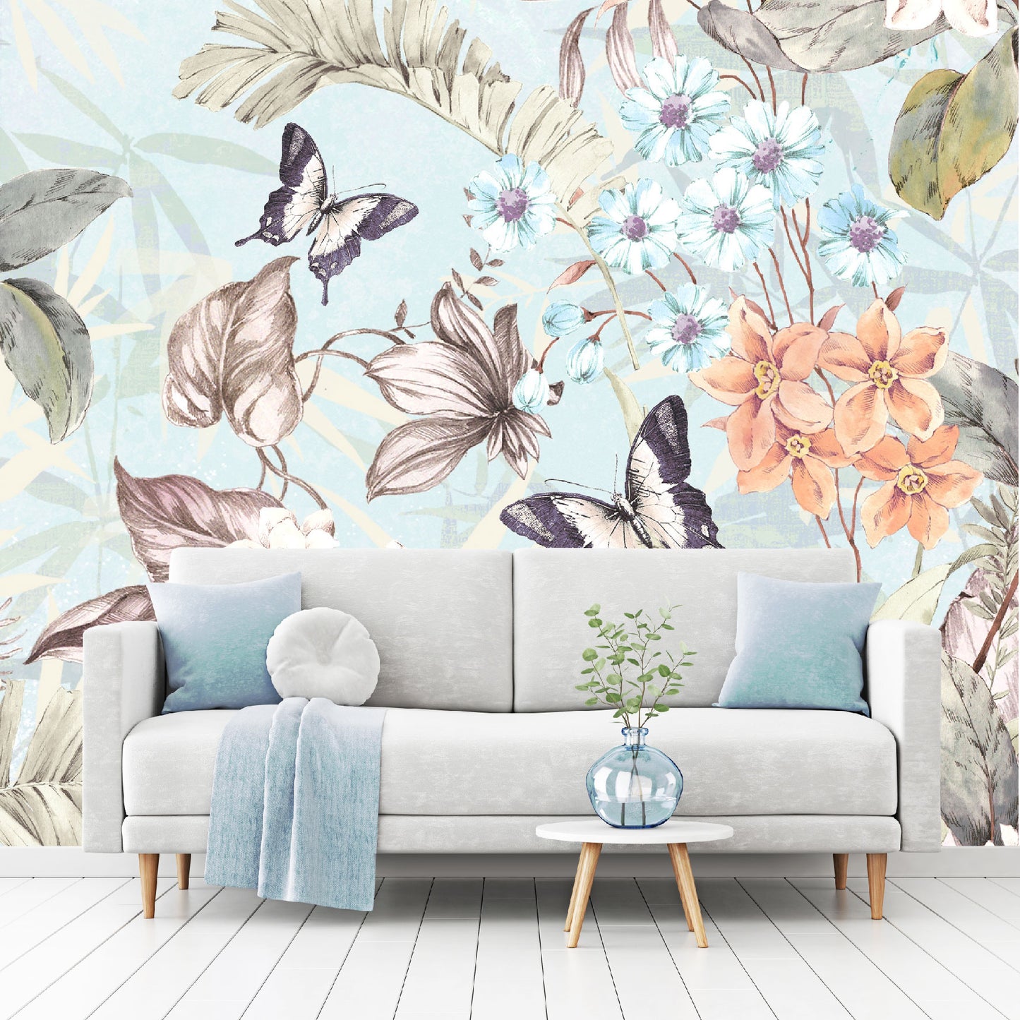 Mural Flores y Mariposas - MT244