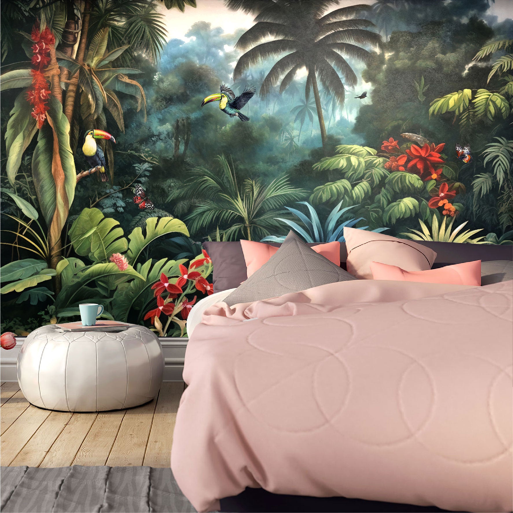 Mural Jungla Tropical con Loros - MT405