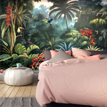 Mural Jungla Tropical con Loros - MT405