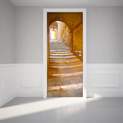 Vinilo Decorativo Para Puertas - Escalones en un callejón de Italia - VP002