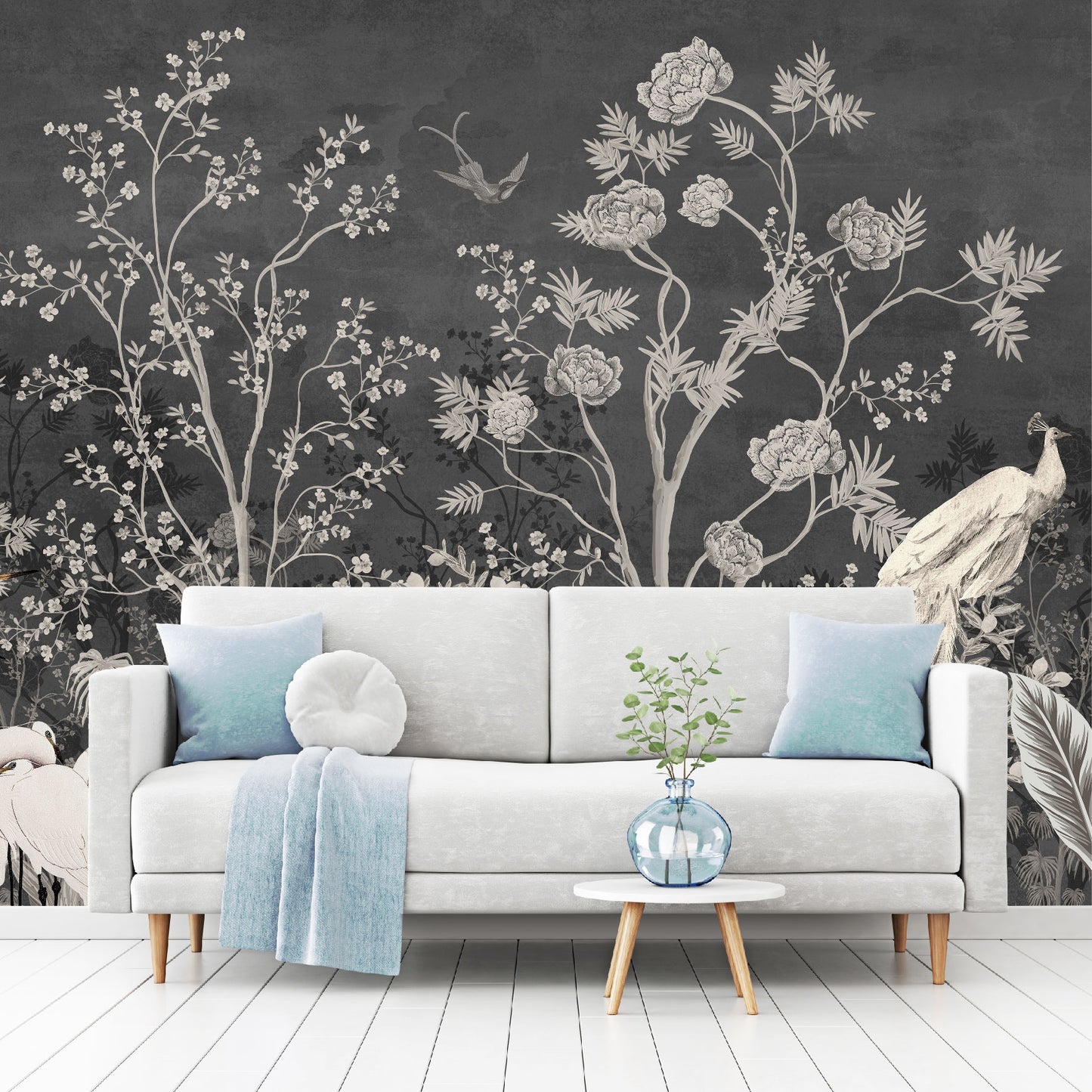 Mural Jardín Vintage con Fondo Oscuro - MT259