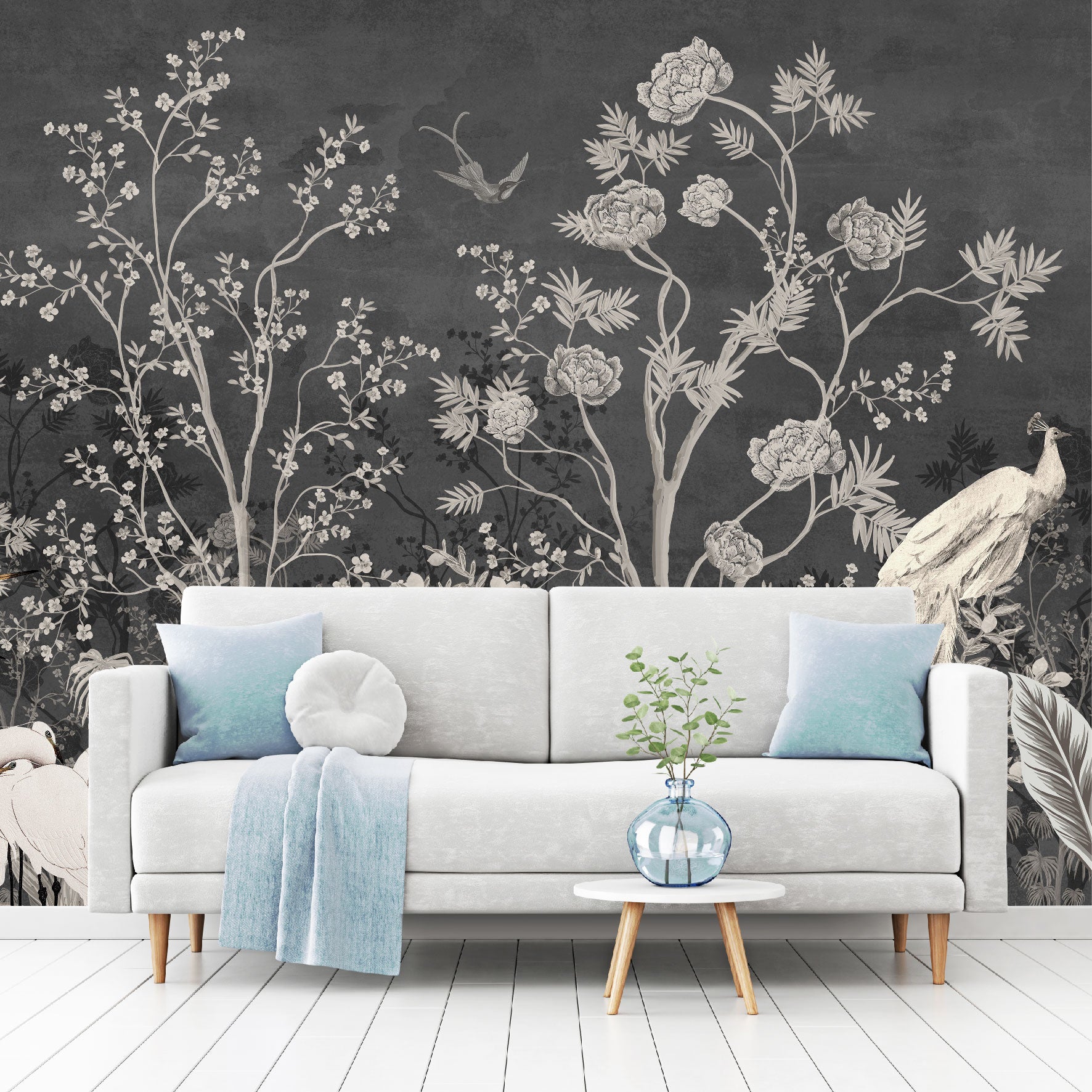 Mural Jardín Vintage con Fondo Oscuro - MT259