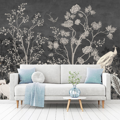 Mural Jardín Vintage con Fondo Oscuro - MT259
