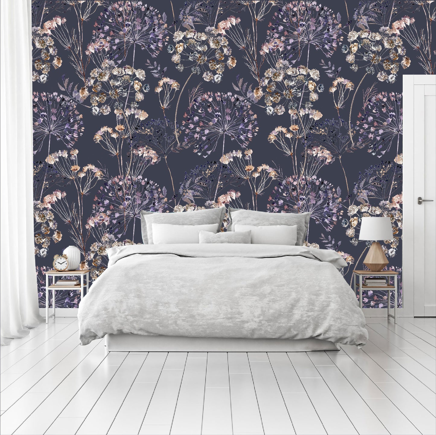 Mural Mate Flores Estilo Boho fondo oscuro - MT426